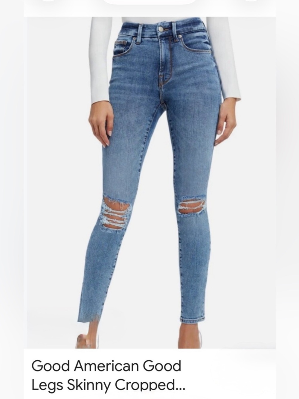 Good American Good Legs cropped distressed jeans size 10 - EUC